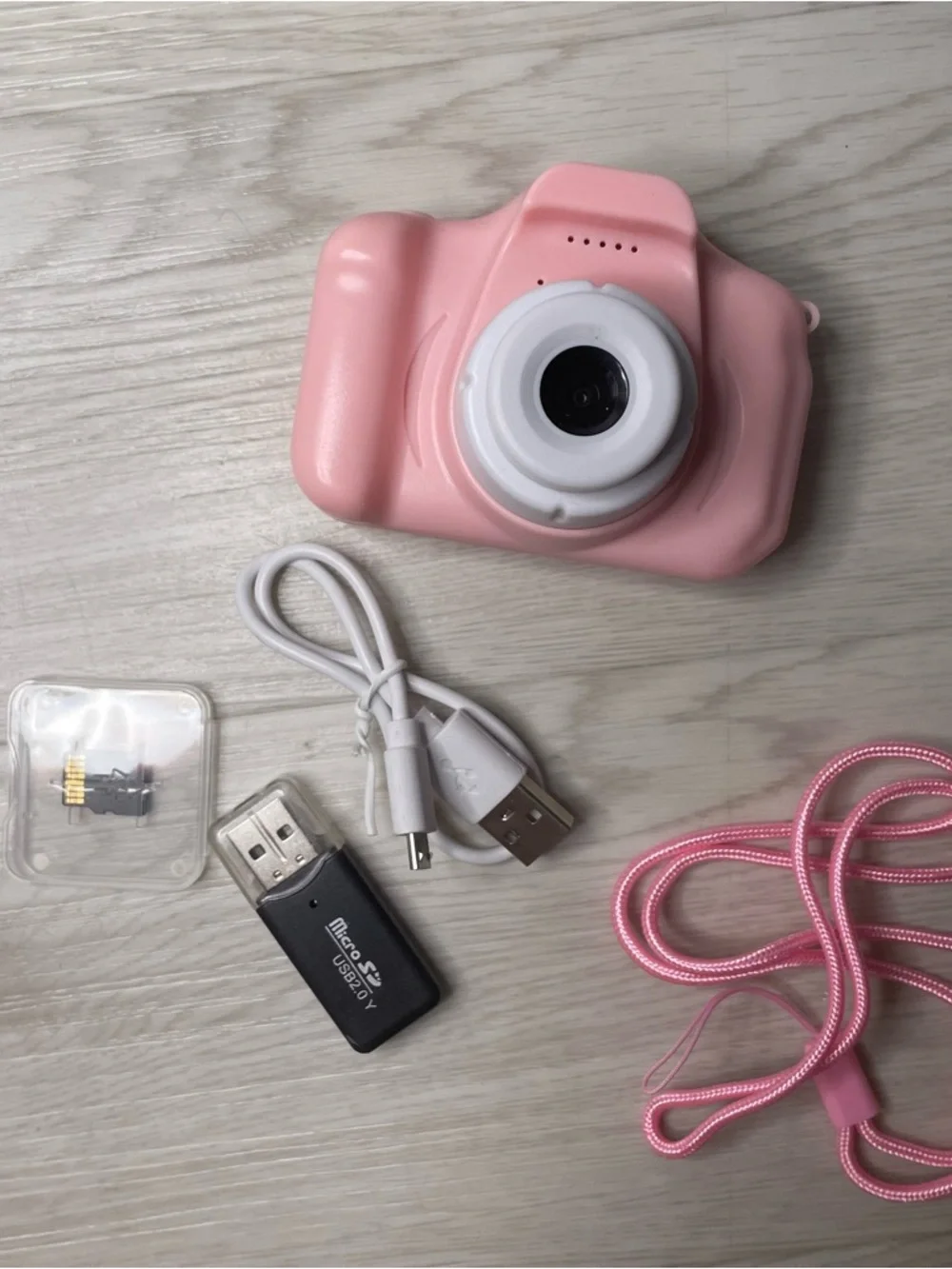 NIB Children's Digital Camera Pink Video/Photos Memory Card Rechargeable Battery - Picture 2 of 8